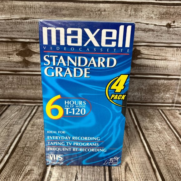 MAXELL 4 PACK  6 Hours T-120  Blank Standard Grade VHS Tapes Brand NEW SEALED - Picture 6 of 6